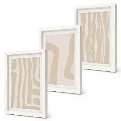 Set di 3 quadri con motivi astratti e forme minimaliste in stile boho