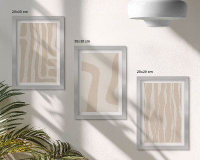 Composizione di 3 quadri Motivi astratti, forme minimaliste, stile boho