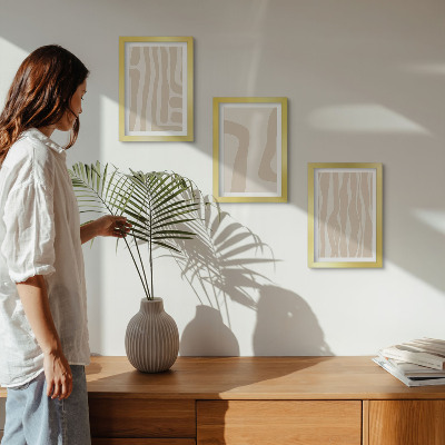 Composizione di 3 quadri Motivi astratti, forme minimaliste, stile boho
