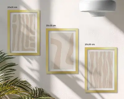 Set di 3 quadri con motivi astratti e forme minimaliste in stile boho