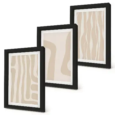 Set di 3 quadri con motivi astratti e forme minimaliste in stile boho