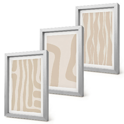 Composizione di 3 quadri Motivi astratti, forme minimaliste, stile boho