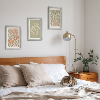Trittico incorniciato Motivi floreali, motivi minimalisti, stile boho