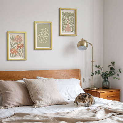 Trittico incorniciato Motivi floreali, motivi minimalisti, stile boho