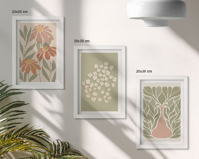 Trittico incorniciato Motivi floreali, motivi minimalisti, stile boho