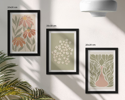 Trittico incorniciato Motivi floreali, motivi minimalisti, stile boho