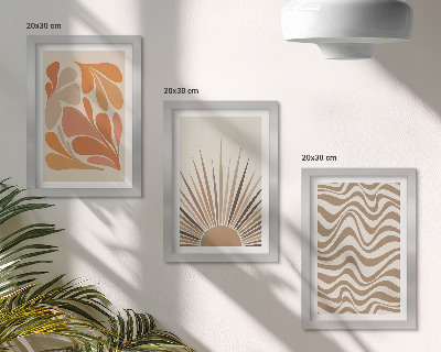 Composizione di 3 quadri Forme astratte pastello in stile boho solare