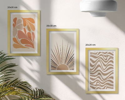 Composizione di 3 quadri Forme astratte pastello in stile boho solare