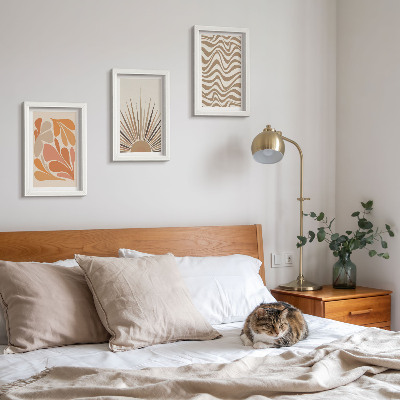 Composizione di 3 quadri Forme astratte pastello in stile boho solare