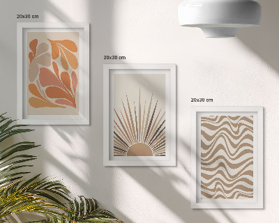 Composizione di 3 quadri Forme astratte pastello in stile boho solare
