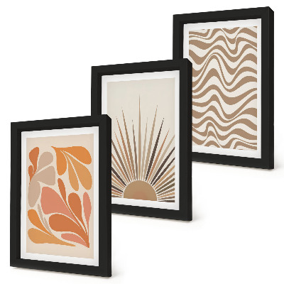 Composizione di 3 quadri Forme astratte pastello in stile boho solare