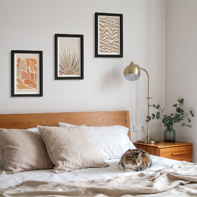 Composizione di 3 quadri Forme astratte pastello in stile boho solare