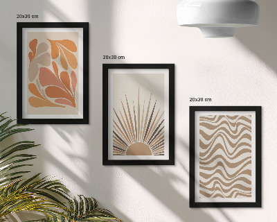 Composizione di 3 quadri Forme astratte pastello in stile boho solare