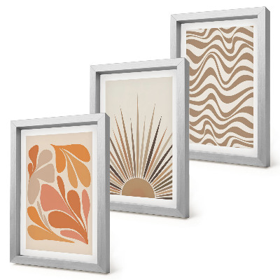 Composizione di 3 quadri Forme astratte pastello in stile boho solare