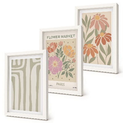Trittico incorniciato Poster con motivi botanici, Parigi, Minimalismo