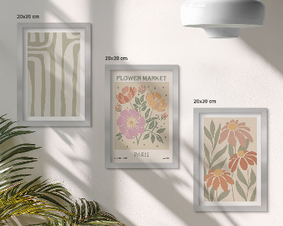 Trittico incorniciato Poster con motivi botanici, Parigi, Minimalismo