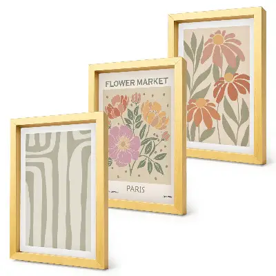 Trittico incorniciato con motivi botanici parigini in stile minimalista