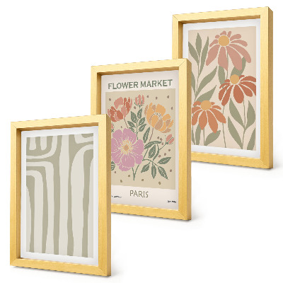 Trittico incorniciato Poster con motivi botanici, Parigi, Minimalismo