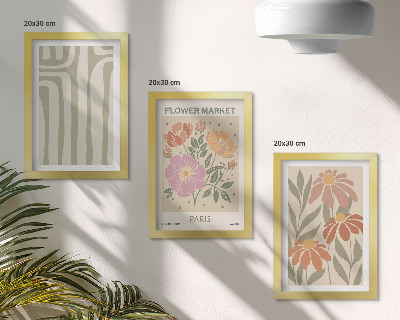 Trittico incorniciato Poster con motivi botanici, Parigi, Minimalismo
