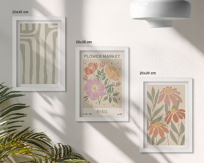 Trittico incorniciato Poster con motivi botanici, Parigi, Minimalismo