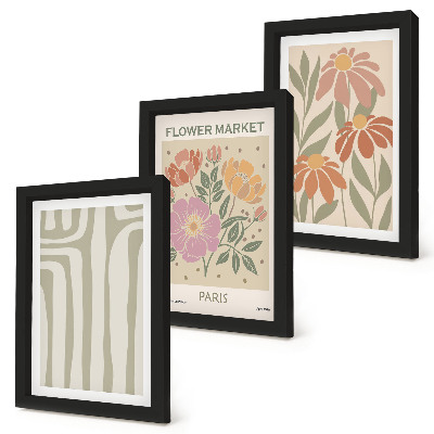 Trittico incorniciato Poster con motivi botanici, Parigi, Minimalismo