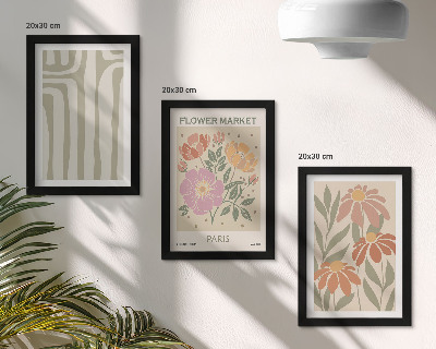 Trittico incorniciato Poster con motivi botanici, Parigi, Minimalismo