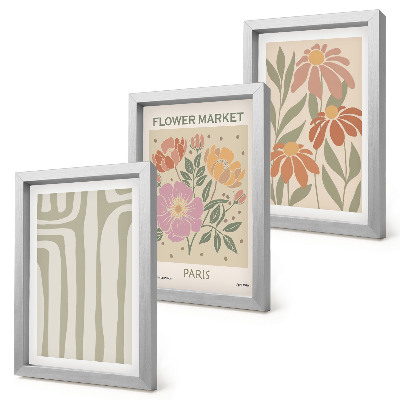 Trittico incorniciato Poster con motivi botanici, Parigi, Minimalismo
