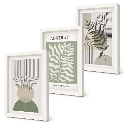 Composizione di 3 quadri Astratti botanici in stile rustico boho