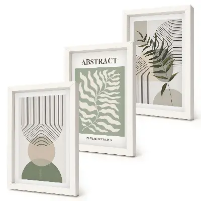Set di 3 quadri con stampe astratte botaniche in stile rustico boho