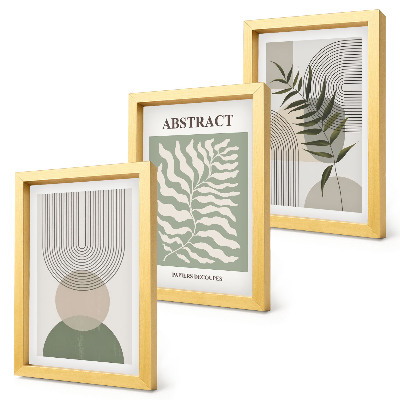 Composizione di 3 quadri Astratti botanici in stile rustico boho