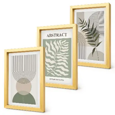 Set di 3 quadri con stampe astratte botaniche in stile rustico boho