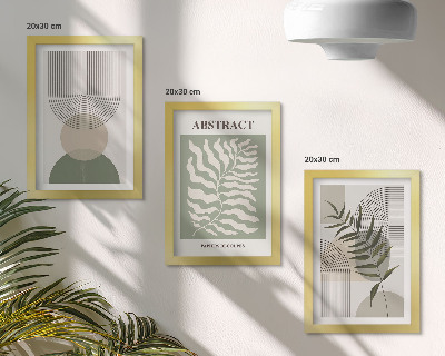 Composizione di 3 quadri Astratti botanici in stile rustico boho