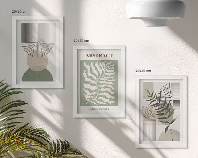 Composizione di 3 quadri Astratti botanici in stile rustico boho