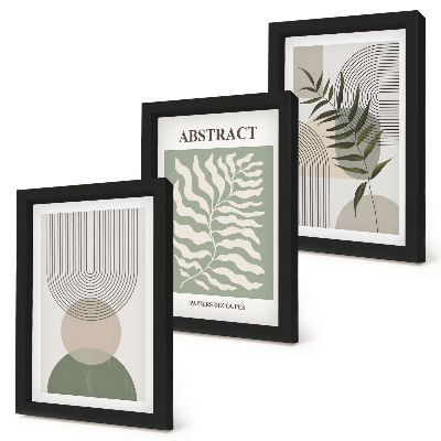 Composizione di 3 quadri Astratti botanici in stile rustico boho