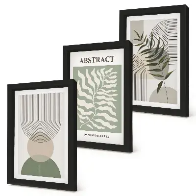 Set di 3 quadri con stampe astratte botaniche in stile rustico boho
