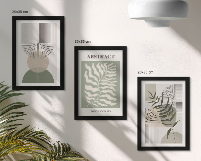 Composizione di 3 quadri Astratti botanici in stile rustico boho