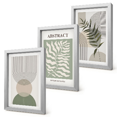 Composizione di 3 quadri Astratti botanici in stile rustico boho