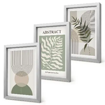 Set di 3 quadri con stampe astratte botaniche in stile rustico boho