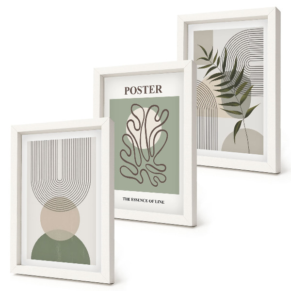 Trittico incorniciato Poster con motivi botanici astratti geometrici