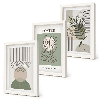 Trittico incorniciato Poster con motivi botanici astratti geometrici