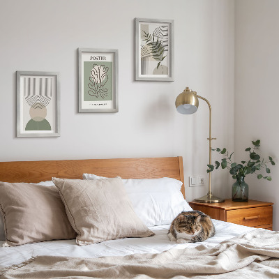 Trittico incorniciato Poster con motivi botanici astratti geometrici