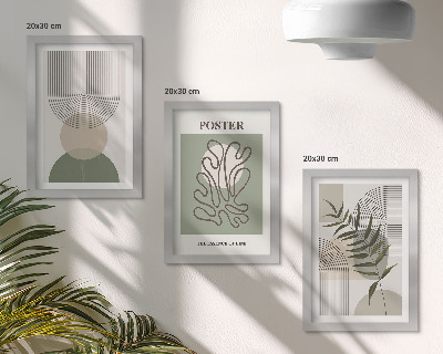 Trittico incorniciato Poster con motivi botanici astratti geometrici