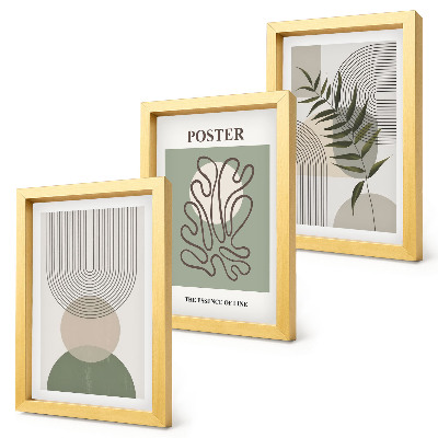Trittico incorniciato Poster con motivi botanici astratti geometrici