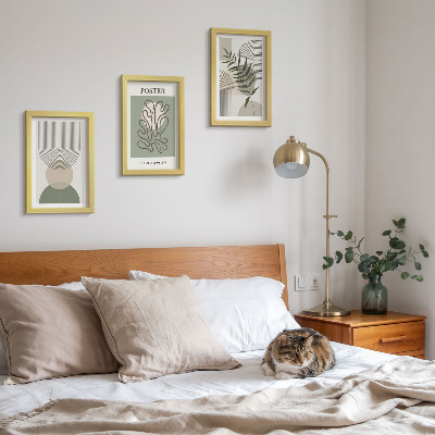 Trittico incorniciato Poster con motivi botanici astratti geometrici