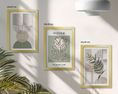 Trittico incorniciato Poster con motivi botanici astratti geometrici