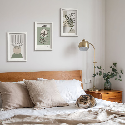 Trittico incorniciato Poster con motivi botanici astratti geometrici
