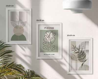 Trittico incorniciato Poster con motivi botanici astratti geometrici