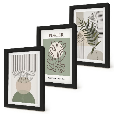 Trittico incorniciato Poster con motivi botanici astratti geometrici