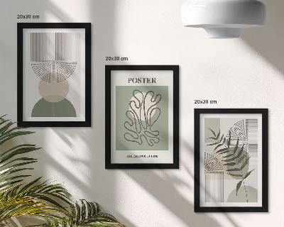 Trittico incorniciato Poster con motivi botanici astratti geometrici