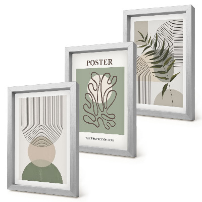Trittico incorniciato Poster con motivi botanici astratti geometrici